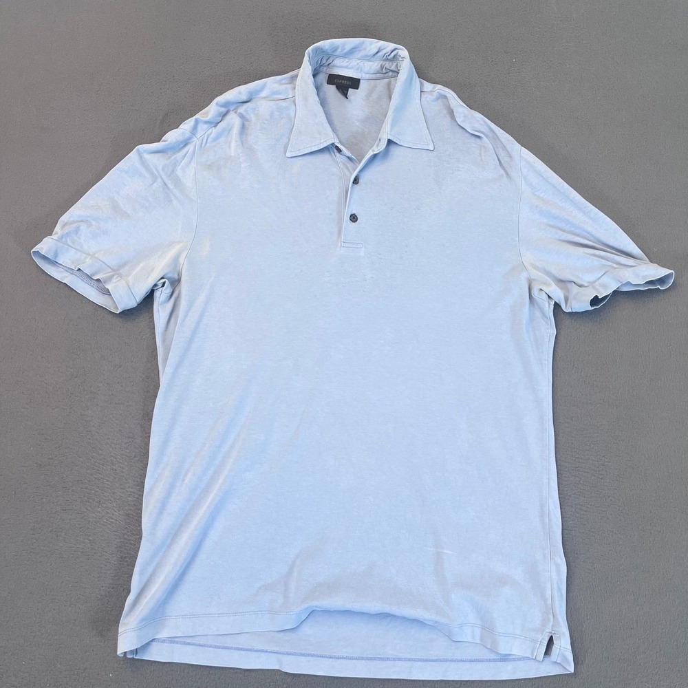 Express Mens Large Light Blue Short Sleeve Polo Shirt Oversized Golf Beach